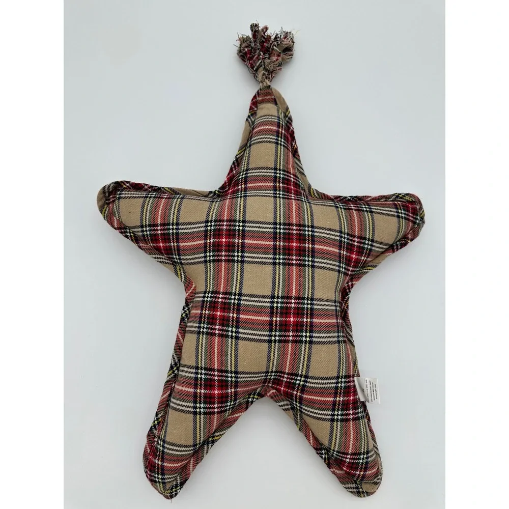 Mud Pie Plaid Star‎ Christmas Decor Believe Magic of Christmas Tan Red OS
